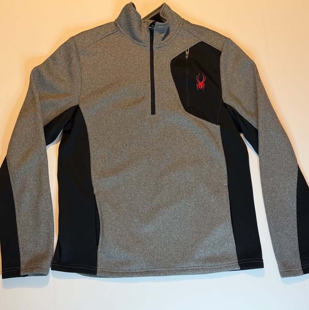 Spyder Bandit 1/2 Zip Pullover Size M Gray Black Fleece